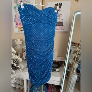 bebe Blue Polka Dot Mini Dress